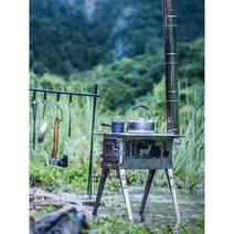 연통없는난로 펠렛난로 펠릿 야외용 캠핑용 캠핑화목난로 티타늄 차박 불멍, 양면 방화창 버전 캠핑스토브(양측 산악지대)
