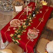 성탄절 크리스마스 인테리어 레드 테이블보 방수 커버 CHT27, 120 X 160 cm, K.크리스마스 트리