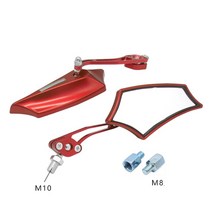 오토바이사이드미러 오토바이 바이크 백미러 사이드미러 부품유니버설 8mm 10mm 핸들, 빨간색