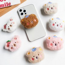 파티 곰돌이 털 그립톡 스마트톡 핸드폰 거치대, 1번