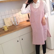방가지똥 앞치마 여름용 통원피스 레드 스트라이프 리플 지지미 앞치마
