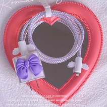 아이폰 리본 날개 충전기 케이블 줄 끊어짐 방지 보호 케이스 커버, 보라+케이블커버cm
