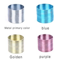 스프링 용수철 Finewe 플랫 메탈 레인보우 서클 재미있는 클래식 웨이브 링 장난감 멀티 컬러 크기 48x58mm 사용자 정의 로고 서비스, 48x58mm purple, 1개