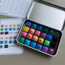 신한 SWC 틴트 12색 알파골드 틴트 12색 조이캘리 소분물감 수채화 틴트 물감 틴케이스, 틴트24색+케이스(소)