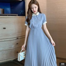 가바바 여성 원피스 숙녀 주름 화이트 카라 하객룩 원피스 G50940