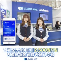 일본 포켓와이파이 4G LTE / 현지 공항 수령 / 글로벌와이파이, 예: 4박5일 대여시 5장구매, 간사이 국제공항 제1 터미널, 3GB