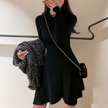 라엔 슬림핏 미니 골지 니트 원피스