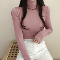리앤베르 국내제작 소프트 스판 레이어드 목폴라 긴팔 티셔츠