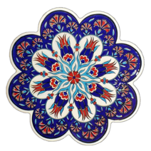 터키 도자기 냄비받침 CLASSIC 14종 냄비받침대, HP120_진청테두리빨간카네이션