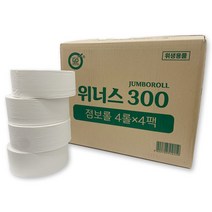위너스 300 점보롤 2겹 (4롤 x 4팩) 식당 업소용 대용량, 150m, 4개, 4개입