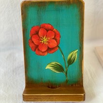 원목 휴대폰거치대, 블루(작약꽃)