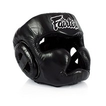 Fairtex 헤드기어 헤드 가드 슈퍼 스파링 대각선 비전 무에타이 복싱 킥복싱용 (HG3 블랙 레이스업 라지), Medium