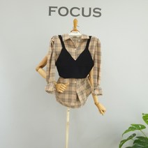 포커스 체크 블라우스 뷔스티에 세트(FW1J7BL02392)