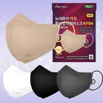 네퓨어 KF94 30매 아토 새부리형 끈조절 황사 미세먼지 칼라 마스크, 아토 KF94 진한회색 30매