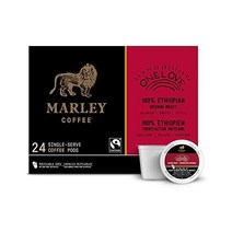 Marley Coffee One Love 100% 에티오피아산 미디엄 로스트 커피 큐리그 K컵 브루어 호환 포드 24개, 하나의 사랑_24개(1팩)