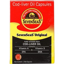 미국직구 해산물 대구간 오일 캡슐 오메가-3 지방산 비타민 A 비타민 D 100 캡슐, 수량