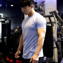 보스트핏 남자 데일리 심플무지 머슬핏 반팔티