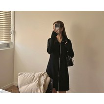 [리리앤코] 논베더 기모 카라넥 집업 워머 미니 원피스
