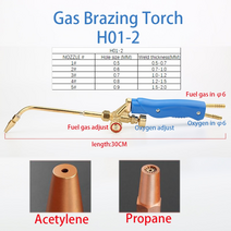 용접 토치 가스 절단 가열 융착 기 용접 토치 가스 절단 가열 융착 기 - 브레이징 주입 스타일 수동 산소 프로판 아세틸렌 강철 구리 용 액화 브레이징, h01-6 프로판