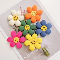 비비드 스마일 플라워 장식 부자재 리폼재료, 오렌지