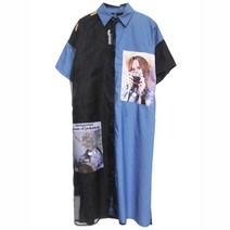 XITAO캐릭터 패턴 펀칭 접합 긴 소매 프린트 블라우스 여자 셔츠 프린트 스팽글 캐주얼 와이드 ZQ2357