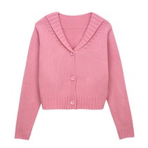 스콰즈 가디건 SBLT056 7COLOR 여성 크롭니트 브이넥 아우터