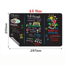 초크아트 블랙보드입간판 흑칠판 메뉴판 A4 마그네틱 드라이 와이프 칠판 냉장고 통지 보드 벽 스티커, 한개옵션1, 01 1