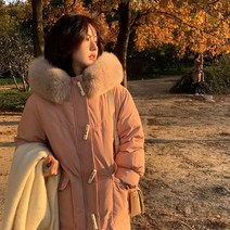 DFMEI 패딩 여 빅 퍼 칼라 소뿔 버튼 도톰 겨울 코트