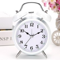 심플금속 오버사이즈 소리가 떠들썩하다 벨 테이블시계 침대머리 야광 학생용 애니메이션 전용 소음방지 침실 2600792933, 큰사이즈 4인치 화이트