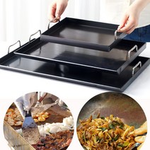 무쇠 사각 철판 요리 업소용 대형 떡볶이 곱창 구이 닭갈비 호떡 순대 볶음 인덕션 전판 팬 판, 04-무쇠 사각철판 3T 4호