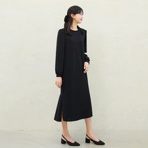 프롬코 여성용 밑단 프릴 옆트임 롱 긴팔 원피스 FRC146