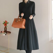 그녀희제 라핀 꽈배기 니트 주름 원피스