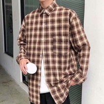 남성 캐주얼 레이어드 체크 무늬 일반핏 셔츠 남방 aSg 남자 상의 스트라이프 롱 아우터겸용 면 기본
