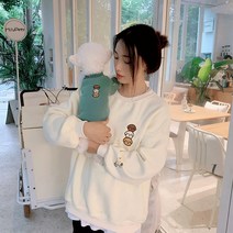 강아지 견주 커플룩 귀여운 맨투맨 댕플룩 개플룩 옷, 견주 크림_견주 M