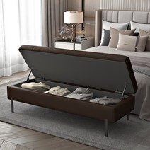 침실 침대 끝 벤치 스토리지 보관 소파, 150x45x42 브라운
