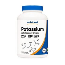 Nutricost 뉴트리코스트 구연산 칼륨 99mg 500캡슐, 500 Count (Pack of 1)