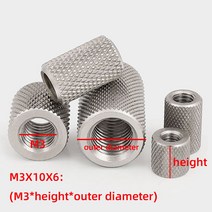 M3 M4 M5 M6 M8 M10 M12 304 스테인레스 스틸 길쭉한 원통형 너트 널링 손으로 조여진 메쉬, 304 stainless steel_M6x10x10