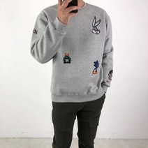 남자 캐릭터 자수 기모 오버핏 맨투맨 3color