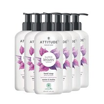 ATTITUDE 액체 손 비누 EWG 인증 식물미네랄 기반 성분 개인 관리 백차 잎 473ml, 16 Fl Oz (Pack of 6)
