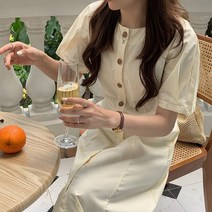 해외여행여름옷 동남아 휴양지 셔츠형 롱 아이보리 원피스 바캉스 휴양지룩 [당일 출고]