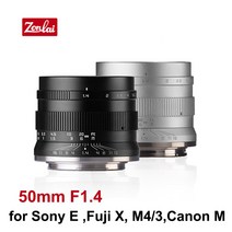 Canon ef m fuji x sony e m43 마운트 미러리스 카메라용 50mm, 검은 색