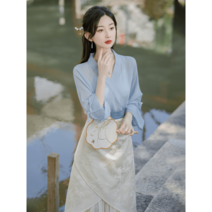 철릭 투피스 여자 봄 가을 개량 생활 퓨전 한복 여성복 데일리 자카드 스커트 모던 개량한복