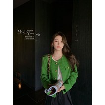 트위드자켓 그린 가디건 재킷 점퍼 나는솔로 가을 크롭 상견례 모임 하객 여친 오피스 데이트 룩 인스타