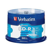 버바팀 Verbatim CD-R / DVD-R / RW / DL / 700MB 4.7GB 8.5GB 25GB 50GB 블루레이, CD-R 700mb 프린터블 50p CAKE 52X