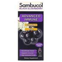 Sambucol 삼부콜 Black Elderberry Vitamin C Zinc 블랙 엘더베리 시럽 어드벤스드 비타민C 징크 네츄럴 베리 118ml, 1팩