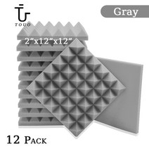가설방음벽 TOUO어쿠스틱 폼 12 Pcs 스튜디오 흡음 소재 피라미드 방음 패널 도어 벽 절연 난연제 방음성, Gray+High Density+12 Pcs With