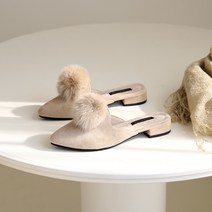 [당일출고] 꼼꼼구두 블리스 폼폼이 스웨이드 여자 스틸레토 뮬슬리퍼(2.5cm)