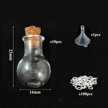 [케이로] 473066 코르크 마개가 있는 소형 미니 유리병 항아리 100 개 아이 나사 및 1 작은 깔때기 DIY 보석 만들기 5-10, [03] 3HA set, 3HA set