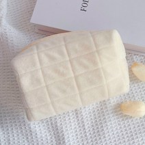 부드러운 극세사 화장품파우치 메이크업 가방 퀼팅 브러쉬 패브릭