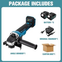 무선차량광택기 브러시리스 무선 임팩트 앵글 그라인더 전기 커팅 머신 마키타 배터리용 폴리셔 전동 공구 18V 100mm 800W, [02] With 2 Battery, [01] EU